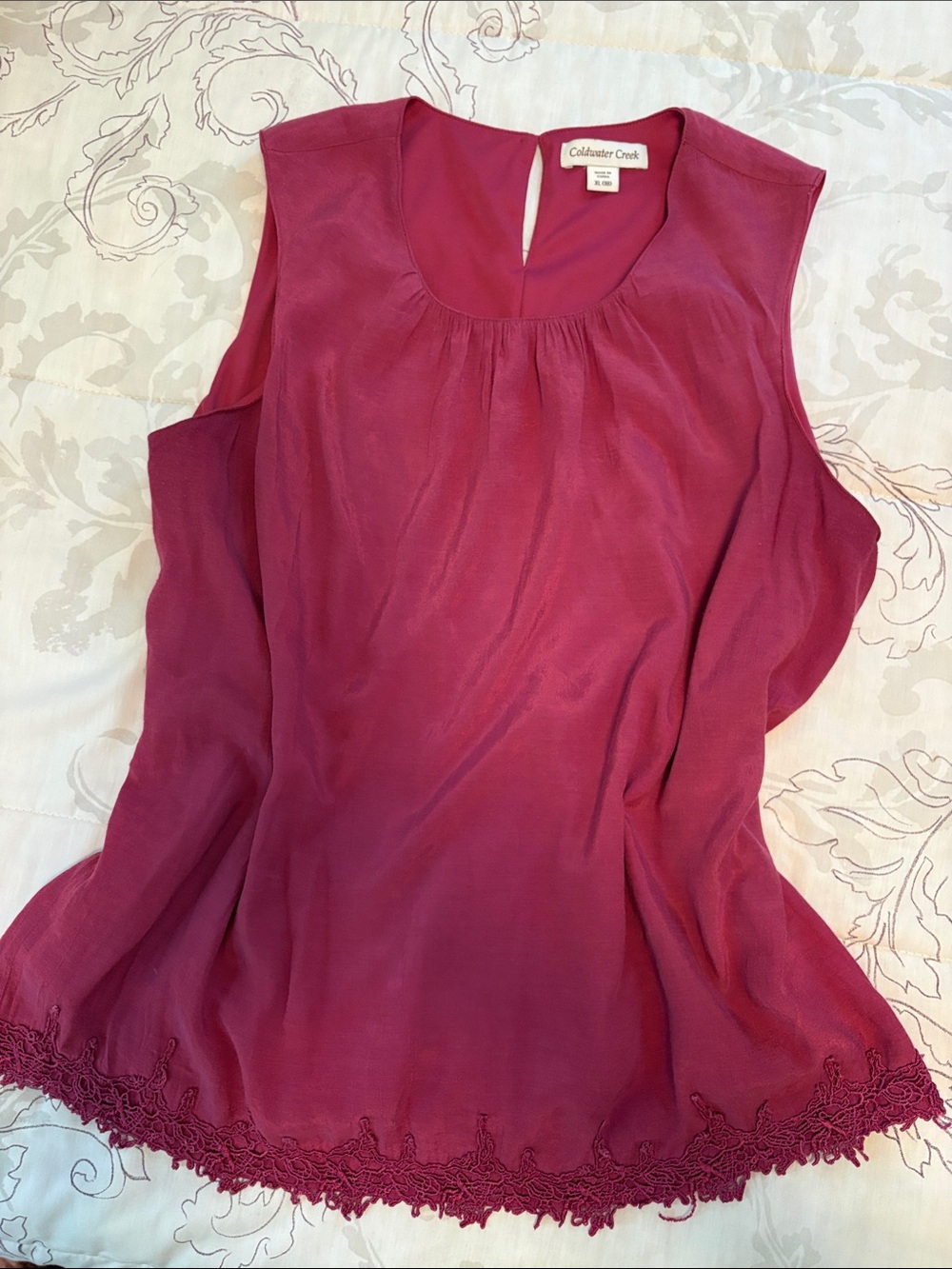 Coldwater Creek Raspberry Lace-Trim Sleeveless top